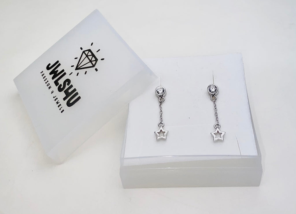 Oorhangers Open Ster aan Ketting Zilver JE007S-2
